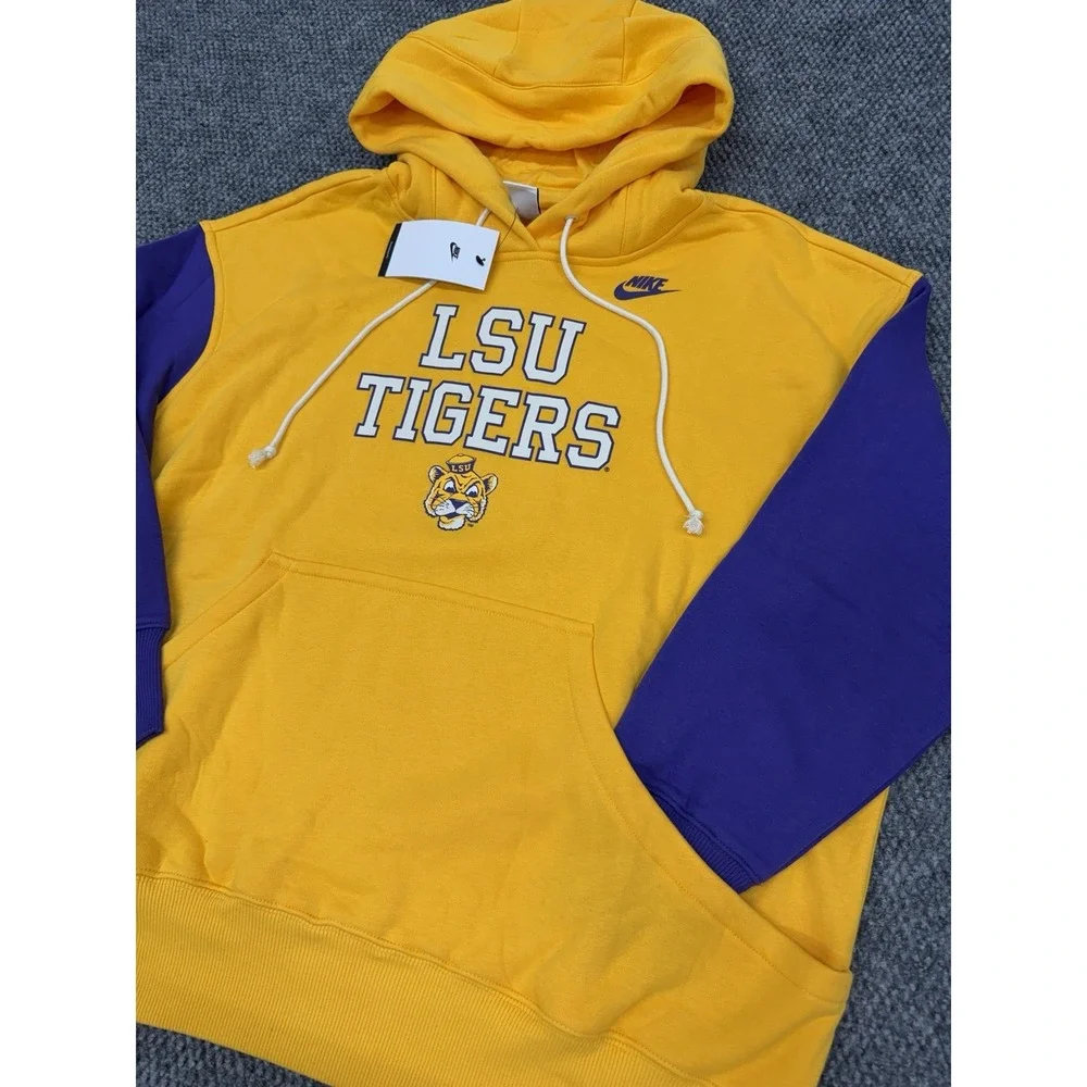 Nike LSU Tigers Hoodie Sweatshirt Size Large Oversized Pullover NCAA - New